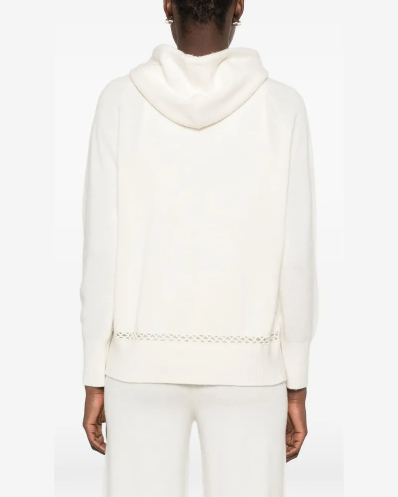 Ermanno Scervino Floral Embroidered Hoodie — Cream Cream