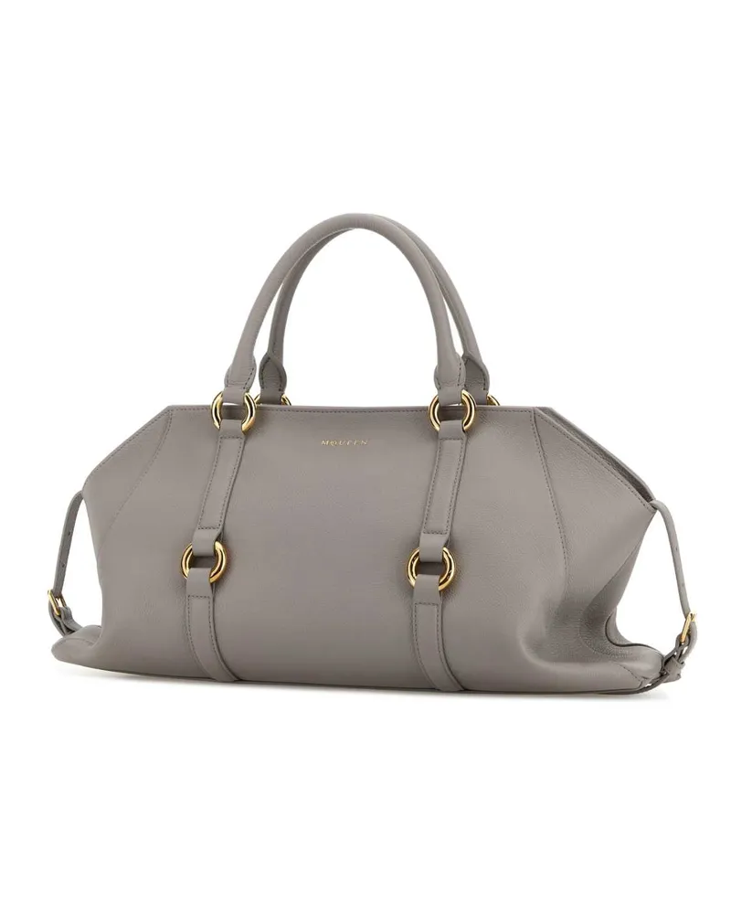 Alexander McQueen Women's Grey Leather Medium Farringdon Handbag Greygold Borse A Mano Gray