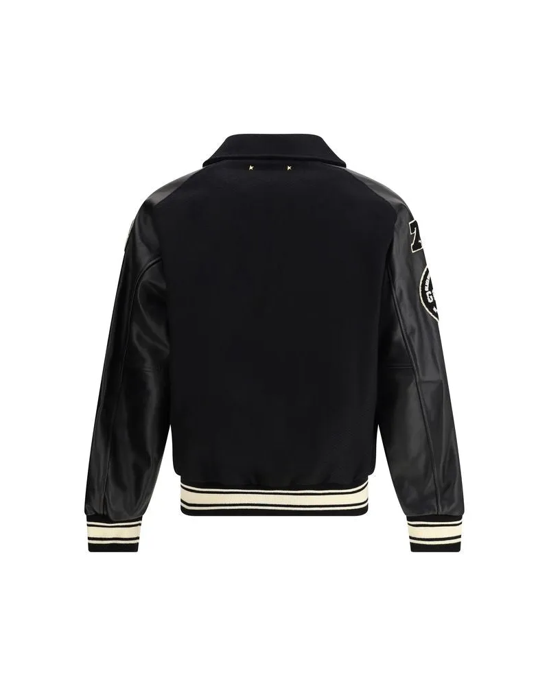 Golden Goose Men's Black Wool Oves Aries Bomber Clothing Black