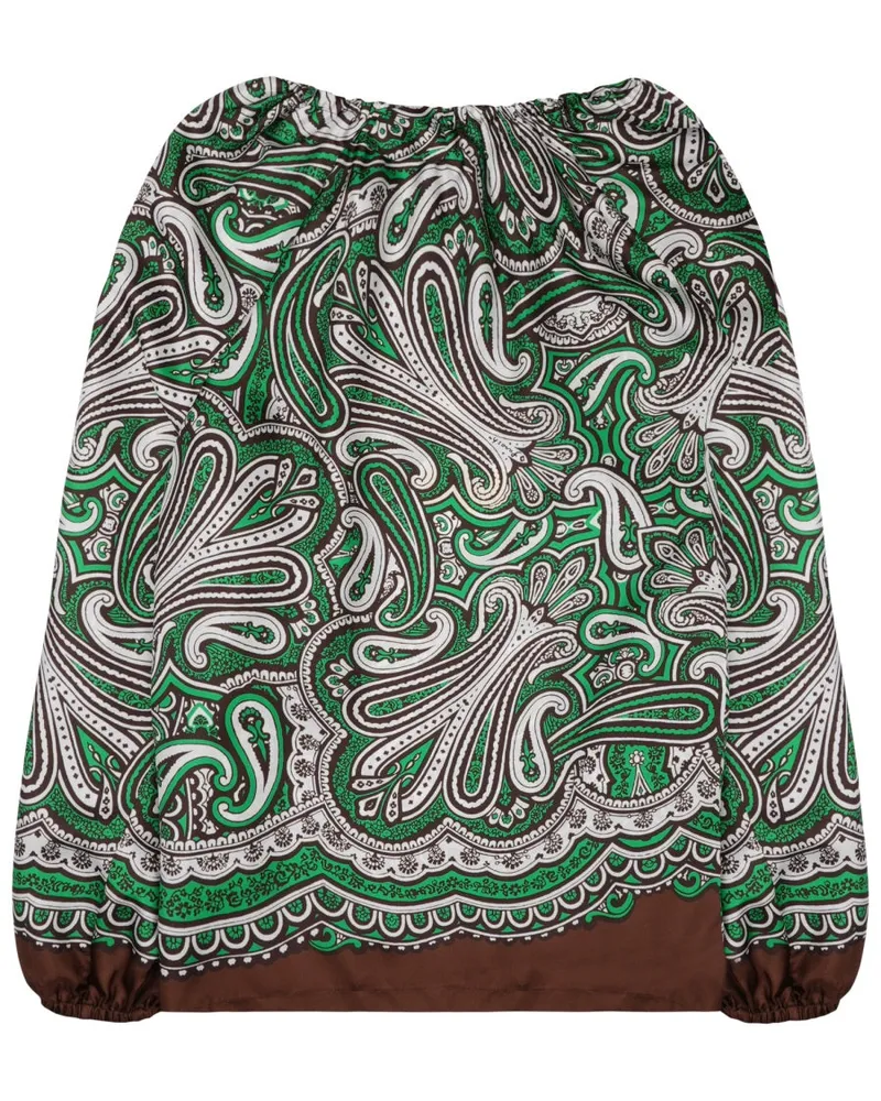 P.A.R.O.S.H. Silk Paisley Print Blouse — Green Green