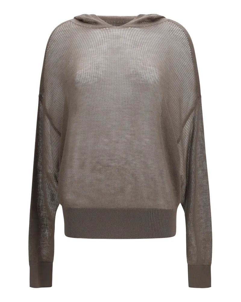 Rick Owens Women Hoodie Cashmere Dust Knitwear Sweater Gray