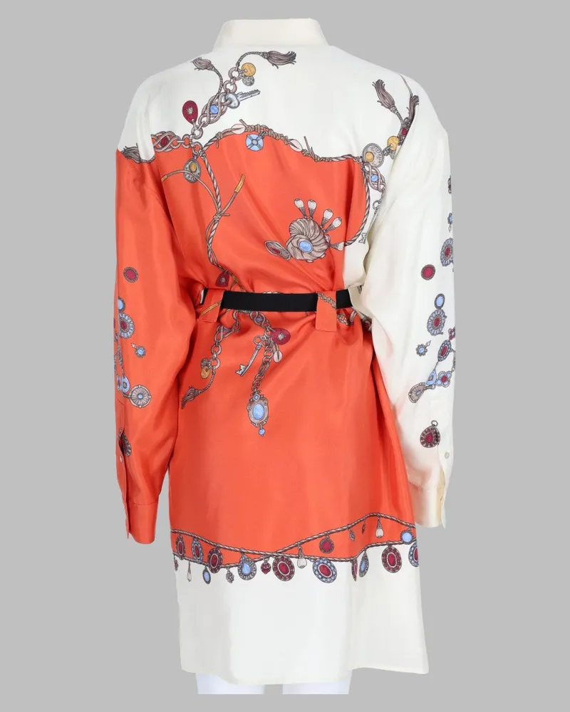 Versace Silk Twill Shirt Dress — Orange Orange