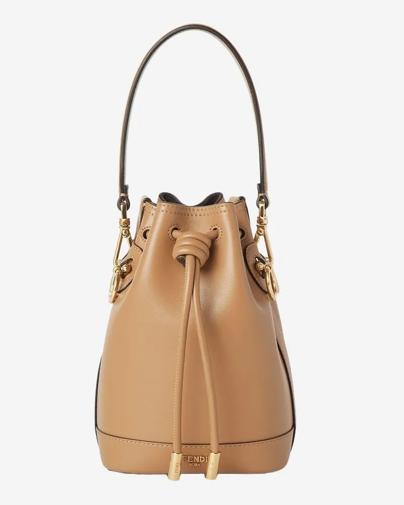 Fendi Women's Mon Tresor Leather Bag Brown Calf Shoulder Brown
