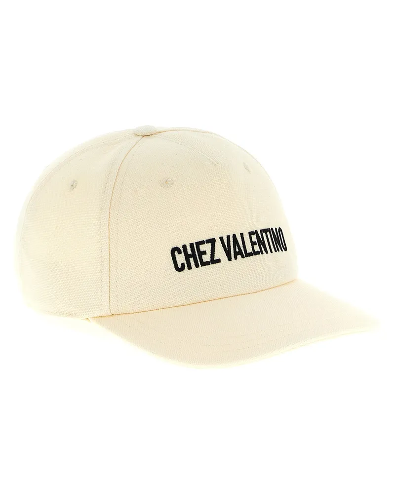 Valentino Garavani Logo-Embroidered Cotton Baseball Cap — Cream Cream