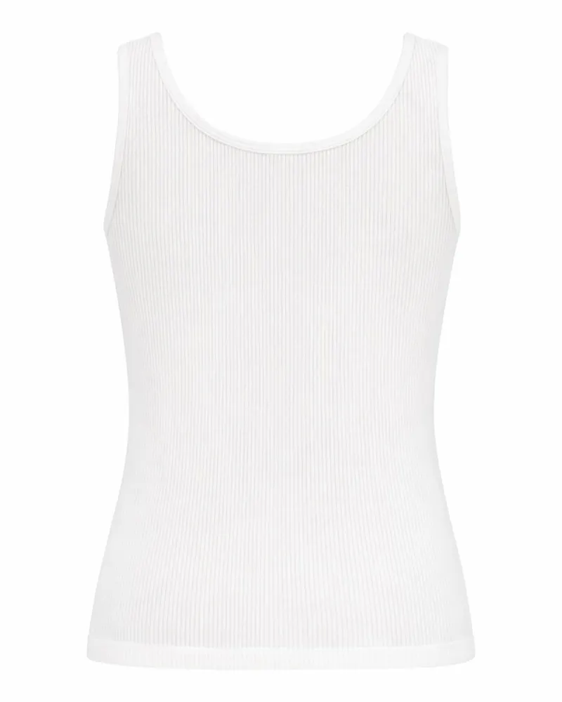 Chloé Women's Ribbed Logo Tank Top White Cotton White