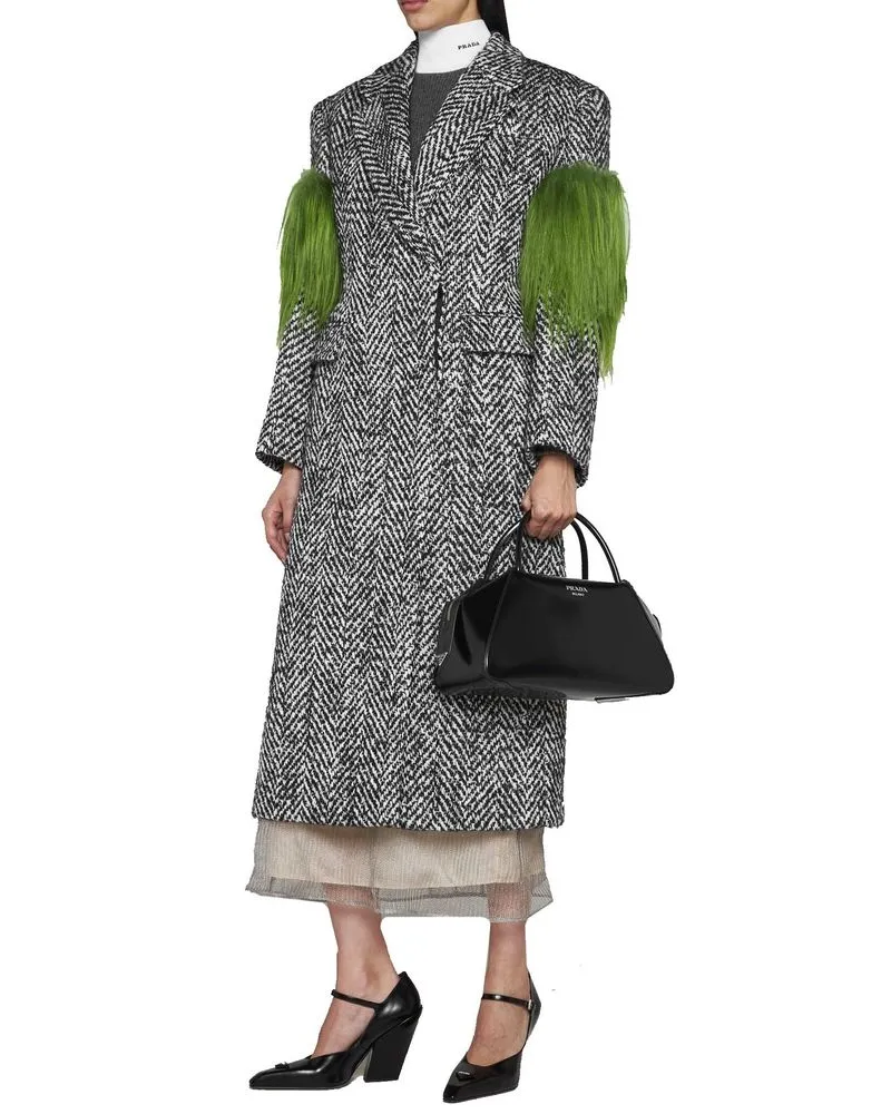 Prada Women's Gray Wool Coat Clothing Gray