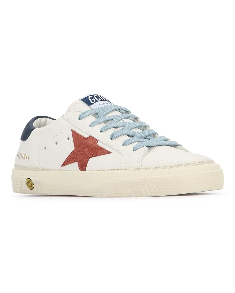 Golden Goose Boys' May Nappa Upper Suede Sta Whiteredblue Leather - Sole: Rubber Sneaker White