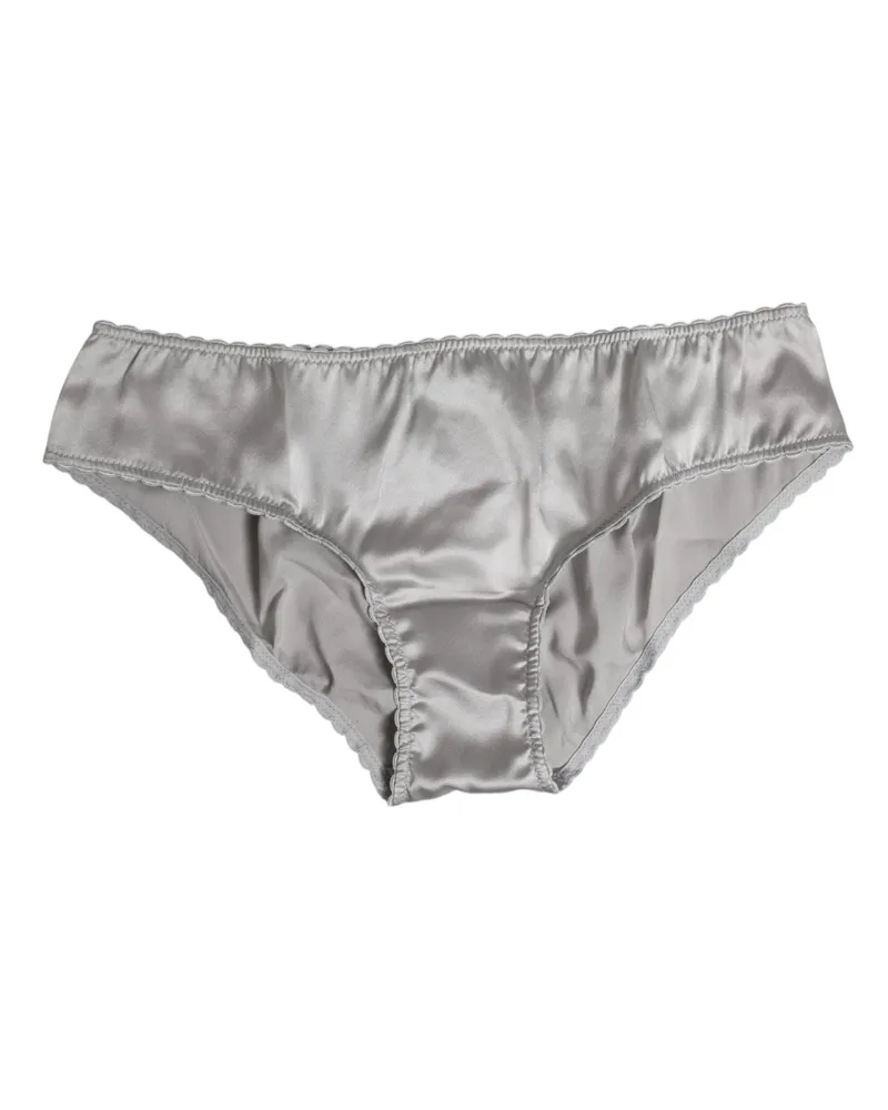 Dolce & Gabbana Women Gray Silk Stretch Bottom Low Waist Panty Underwear Elastane Clothing Gray