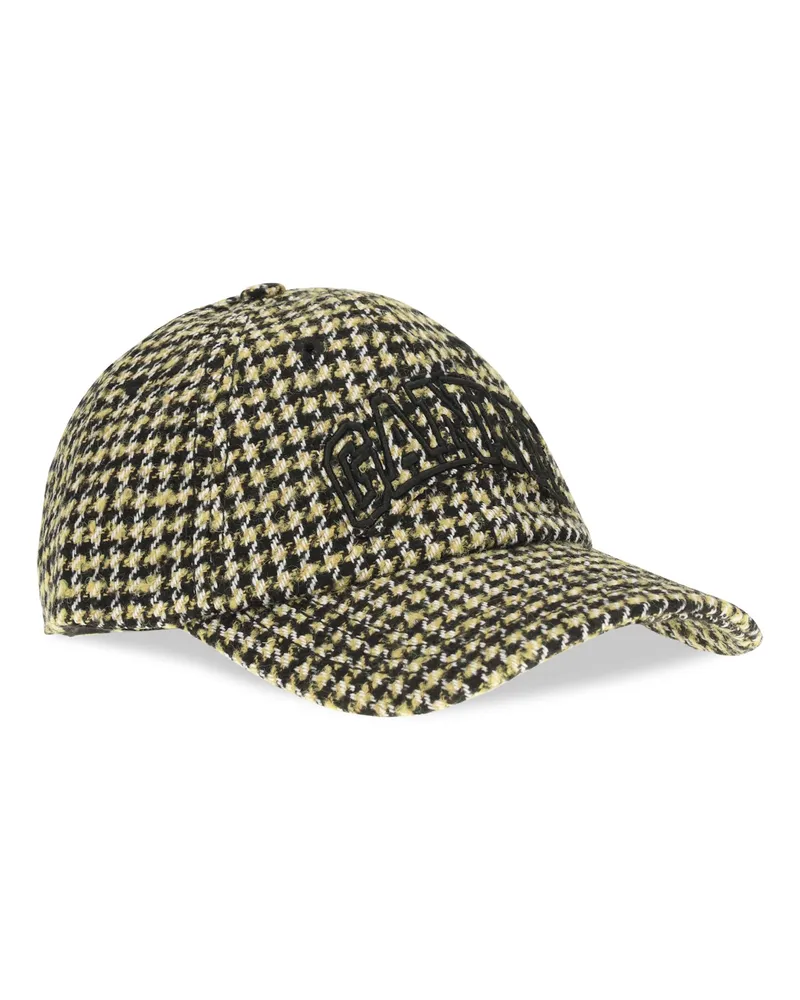 Ganni B3020269 Woollen Check Baseball Cap — Yellow Yellow