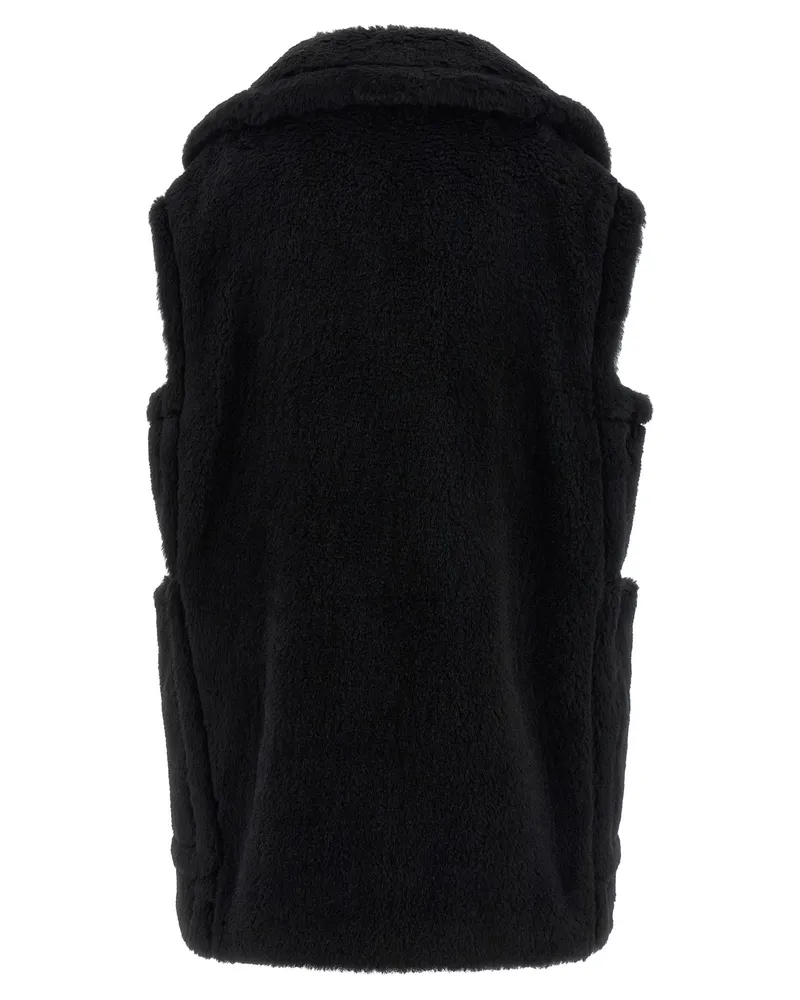Max Mara Women's Black Alpaca Leather Sleeveless Jacket Clothing Black
