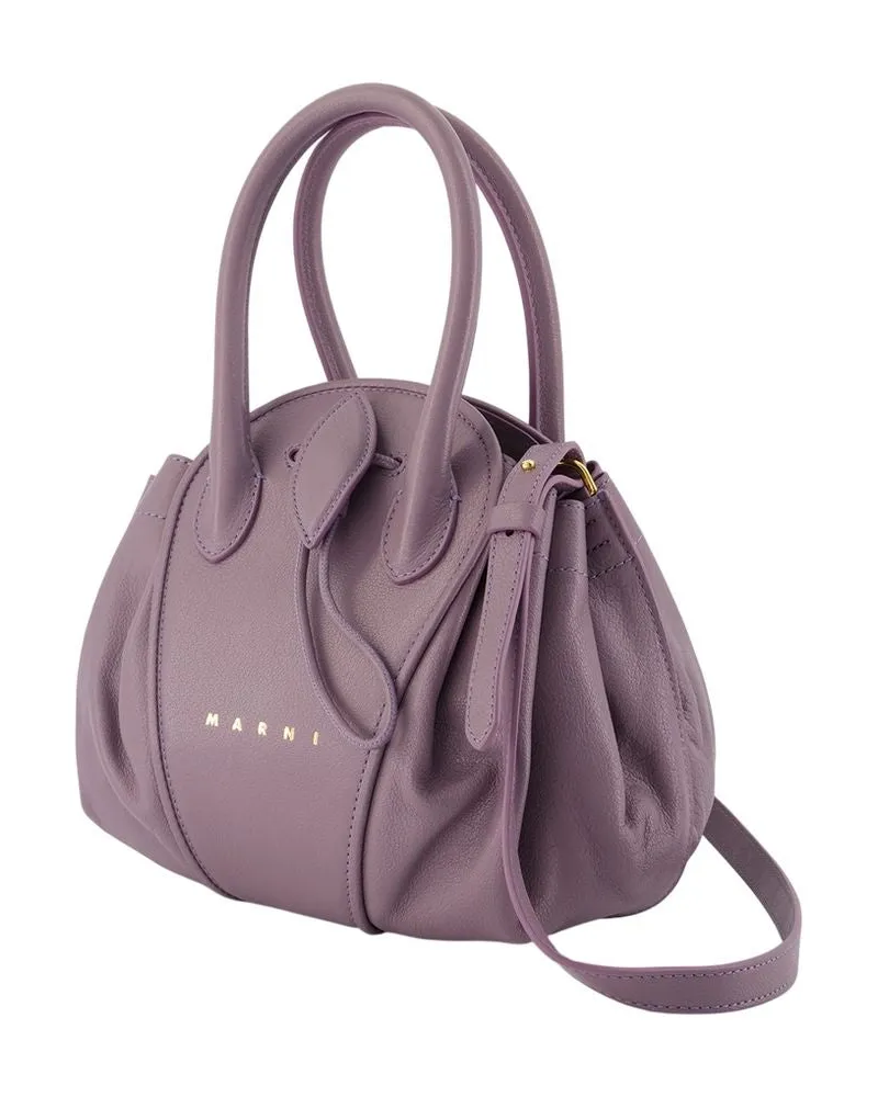 Marni Women's Tulipea Small Shoulder Bag -  Leather Purple Calfskin Shoulder-Hobo-Bags Purple