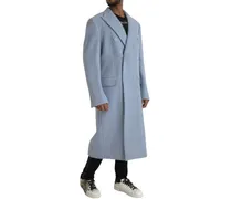 Men's Blue Cashmere Trench Coat Clothing