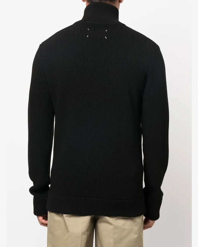 Maison Margiela Ribbed Wool Cardigan — Black Black