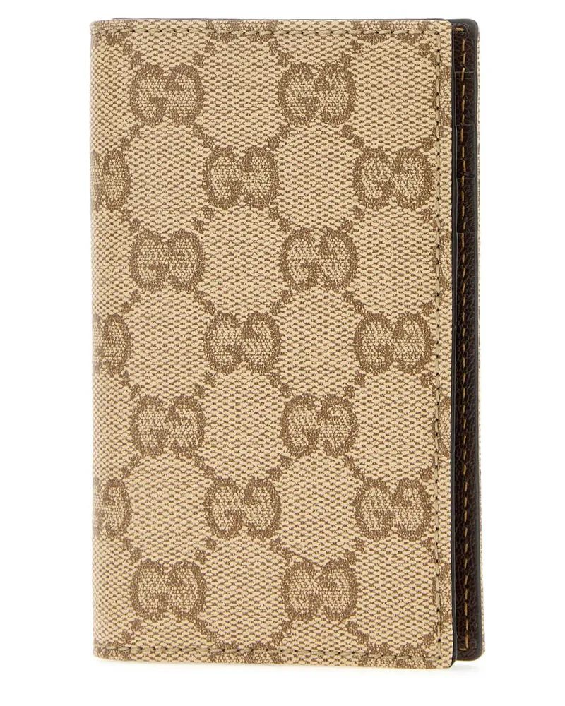 Gucci Men's Gg Canvas  Essence Classic Card Holder Vintsanddkbrdkb Portafogli Wallet Beige