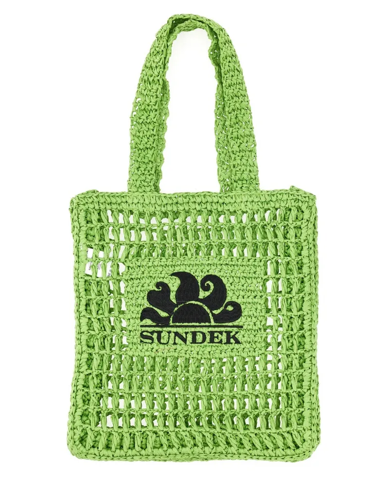 Sundek Women's Logo Handle Bag Green Paper Shoulder Green