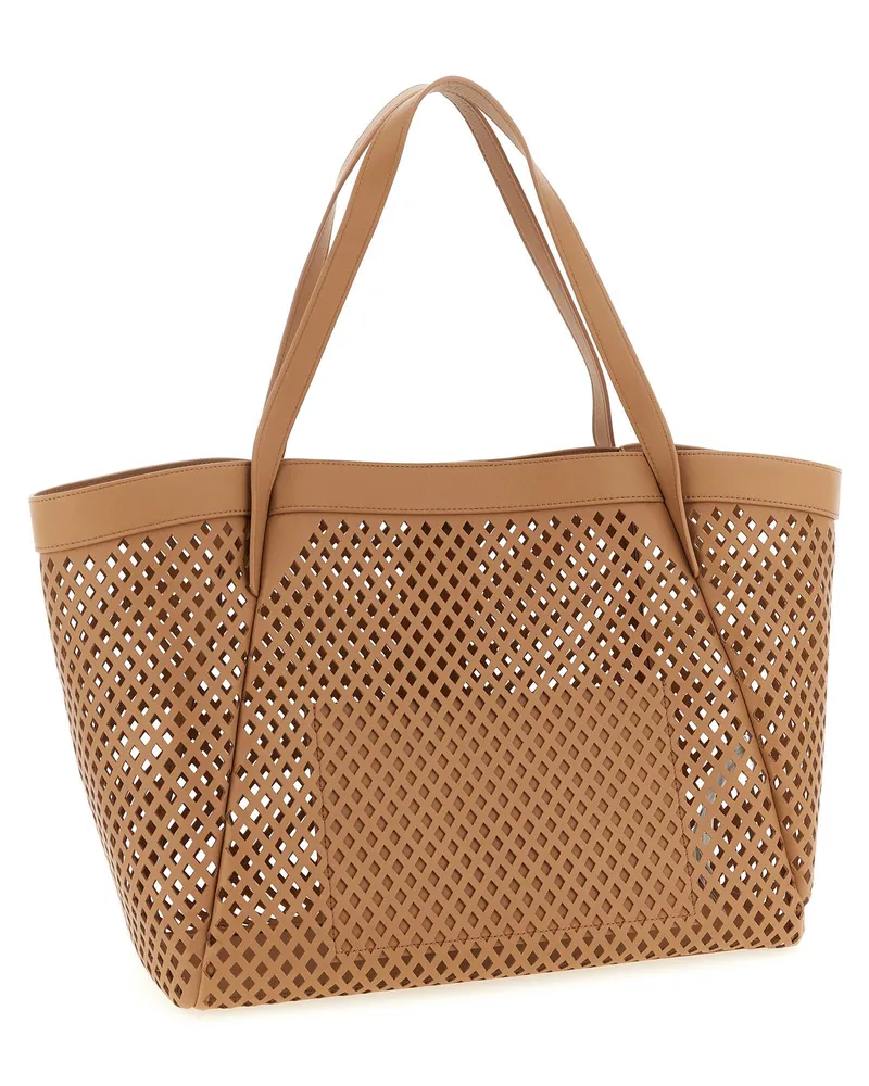 Twin-Set Openwork Leather Tote Bag — Beige Beige