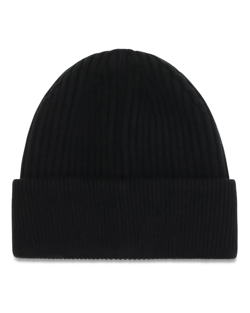Dolce & Gabbana Men's Logo English Rib Knit Beanie Nero Hats E Hairbands Black