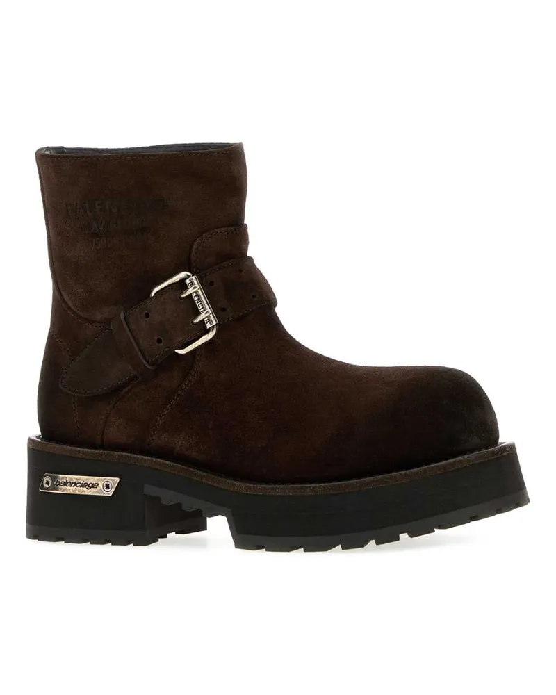 Balenciaga Women's Brown Suede Mini Venom Ankle Boots L Espresso-Ag Silver Stivali Espresso/ag Brown
