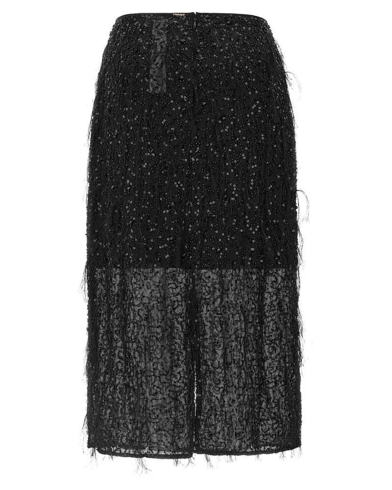Twin-Set Sequin-Embroidered Skirt — Black Black