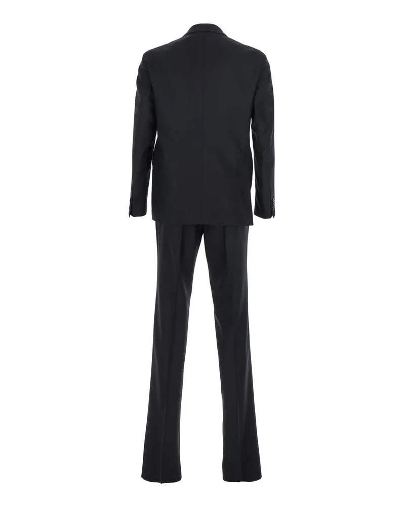 Tagliatore Single-Breasted Virgin Wool Pant Suit — Black Black