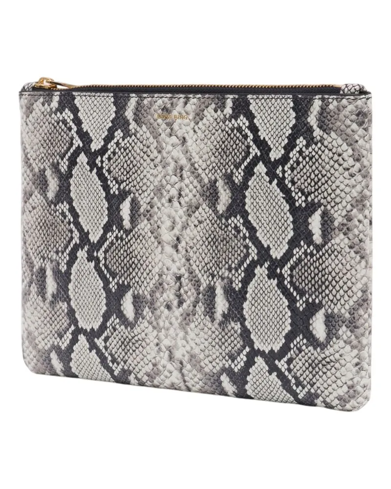 Anine Bing Women's Python-Print Calfskin Clutch Gray Gray