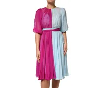 Two-Tone Silk Dress — Multicolor