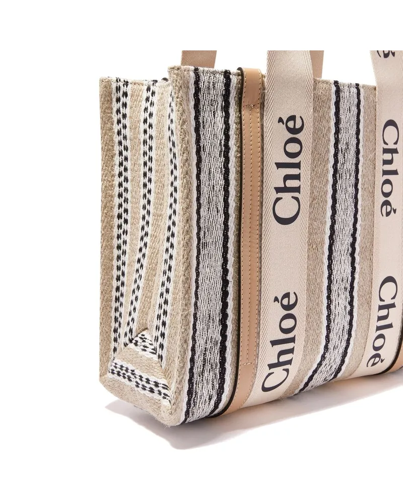 Chloé Linen with Logo Ribbon Tote Bag — Beige Beige