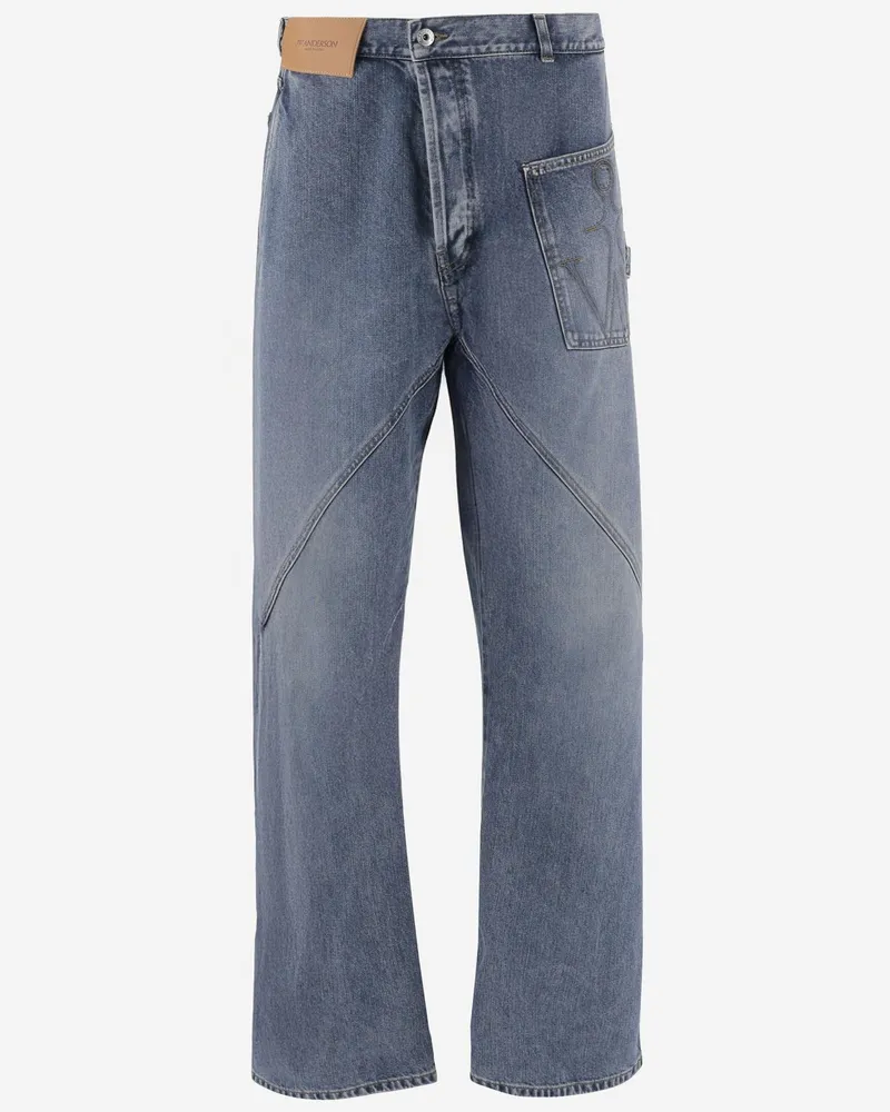 J.W.Anderson Men's Cotton Denim Jeans With Logo Blue