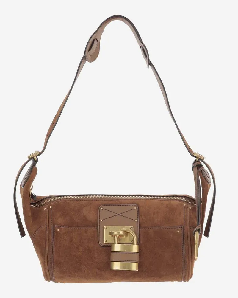 Chloé Women's Crossbody Bag Paddington Suede Brown Shoulder Brown