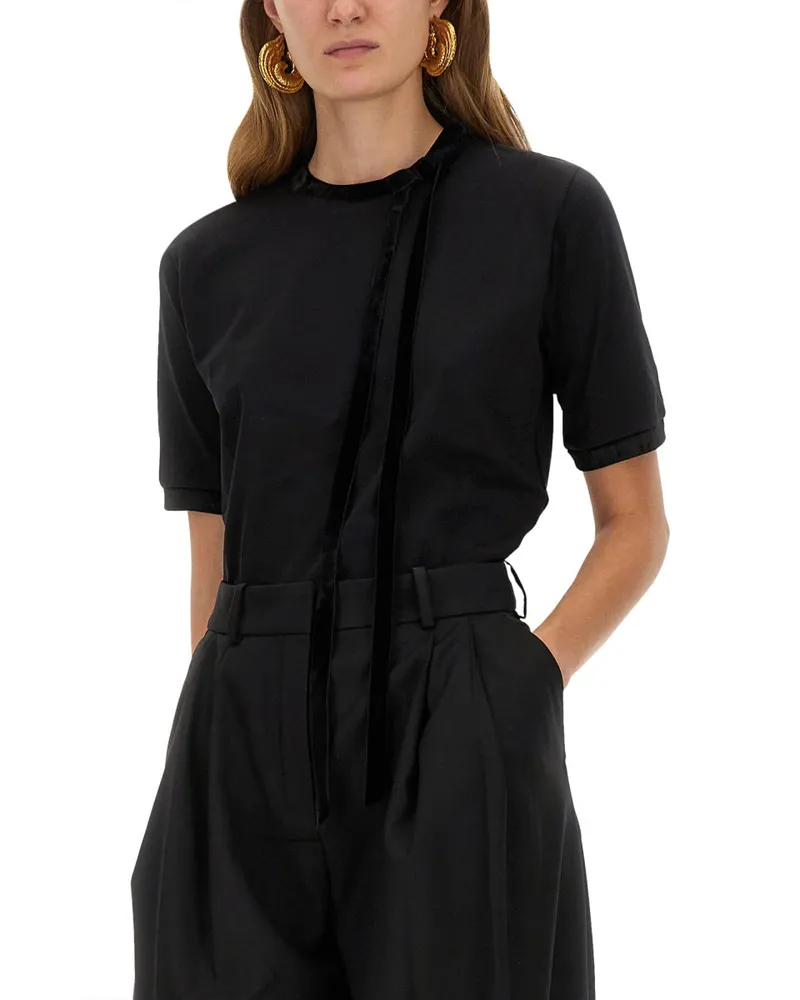 Nina Ricci Ribbon and Bow Detail T-Shirt — Black Black