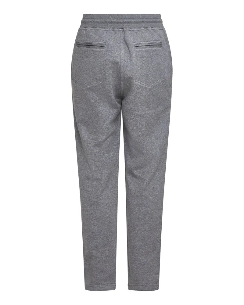 Brunello Cucinelli Men's Fleece Jogging Trousers Grey Cotton Gray