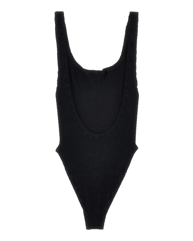 Hunza G Crinkle Fabric Square Neck One-Piece Swimsuit — Black Black