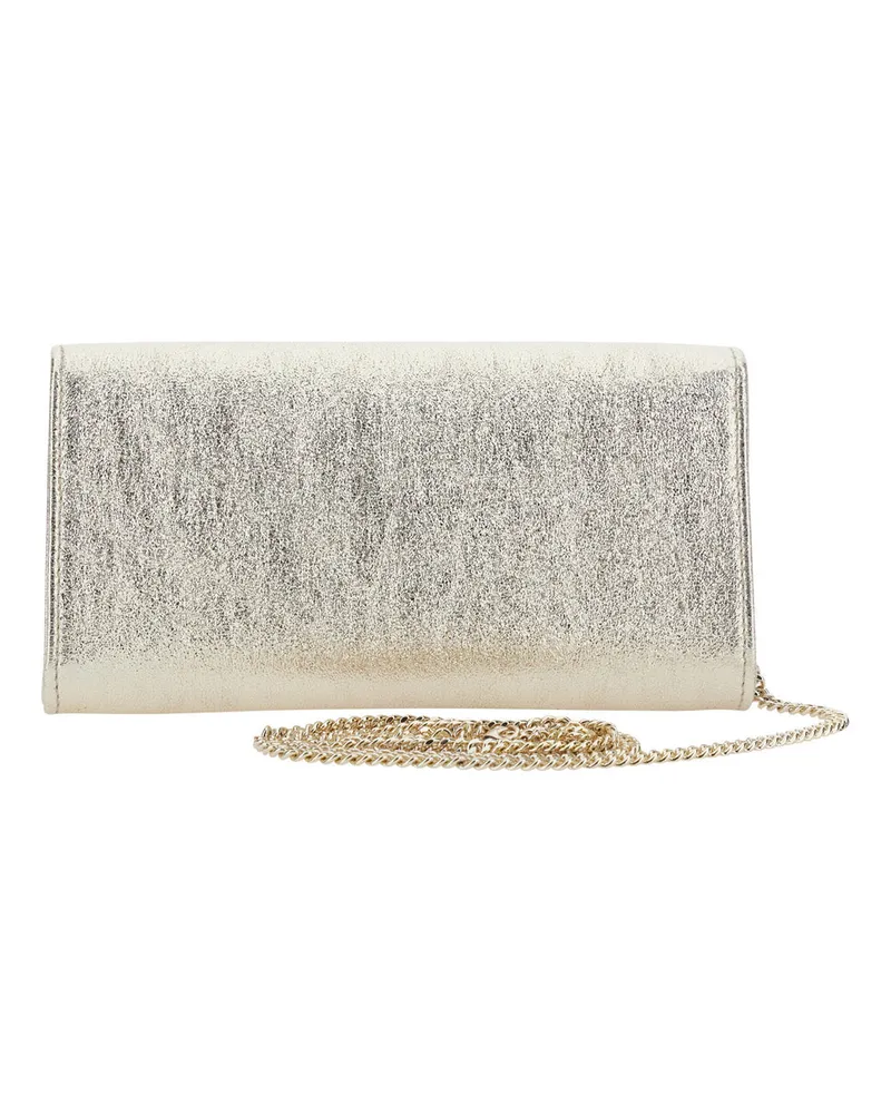 Jimmy Choo Women's Clutch Pouch Emmie Metallic Leather-Blend Lamb Bags Silver