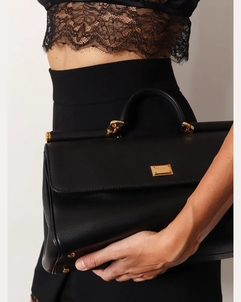 Dolce & Gabbana Women's Leather Crossbody Bag My Sicily Black Shoulder Black