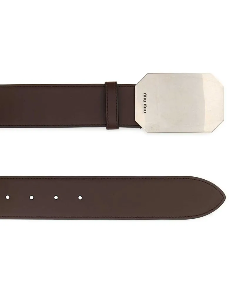 Miu Miu Women's Brown Leather Belt Radica Vitello Cinture Brown