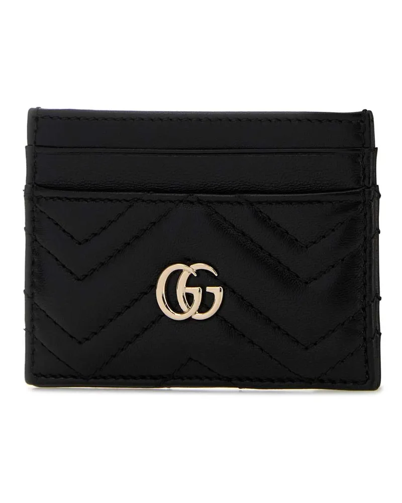 Gucci Women's Black Leather Card Holder Blackblackblack Lamb Portafogli Wallet Black
