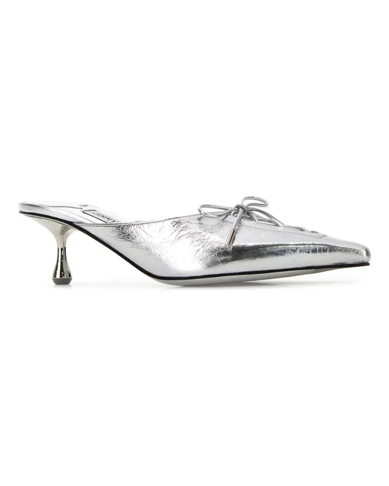 Jimmy Choo Women's Silver Leather Scarlett Mules Scarpe Con Tacco Silver