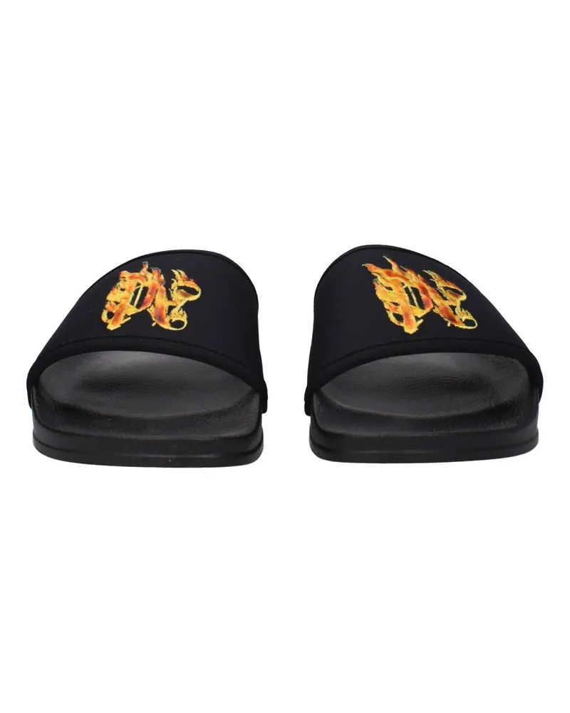Palm Angels Logo-Embroidered Fabric Slipper — Black Black