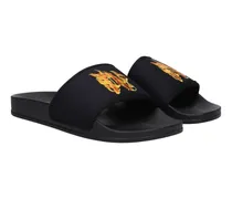 Men's Black Fabric Slippers
