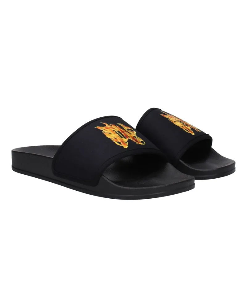 Palm Angels Men's Black Fabric Slippers Black