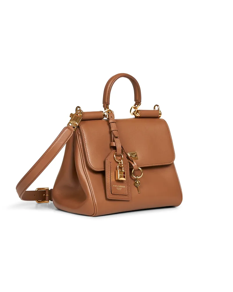 Dolce & Gabbana Women's Handbag My Sicily Caramel Camel Calf Leather Handbags Hand Bags Camel