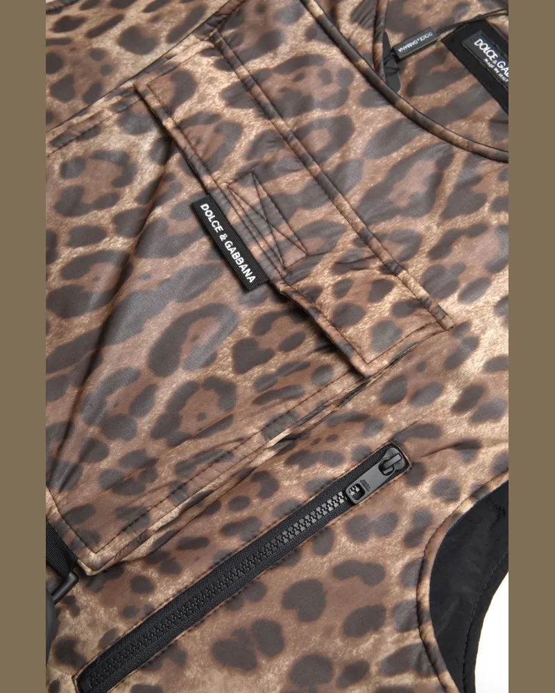 Dolce & Gabbana Men Brown Leopard Silk Sleeveless Sportswear Clothing Brown