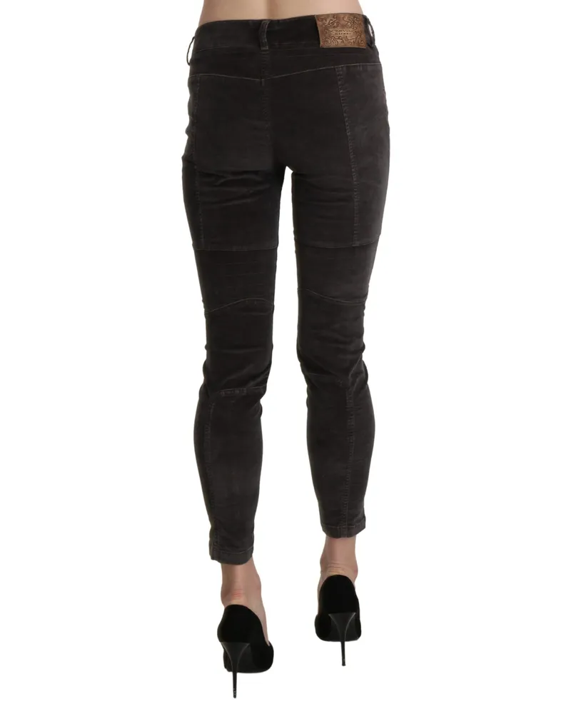 Ermanno Scervino Women's Brown Velvet Capri Cropped Cotton Pants Viscose Elastane Black