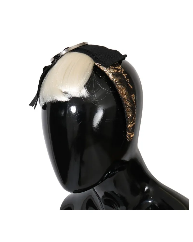 Dolce & Gabbana Women's Black Crystal White Diadem Headband Accessory Black