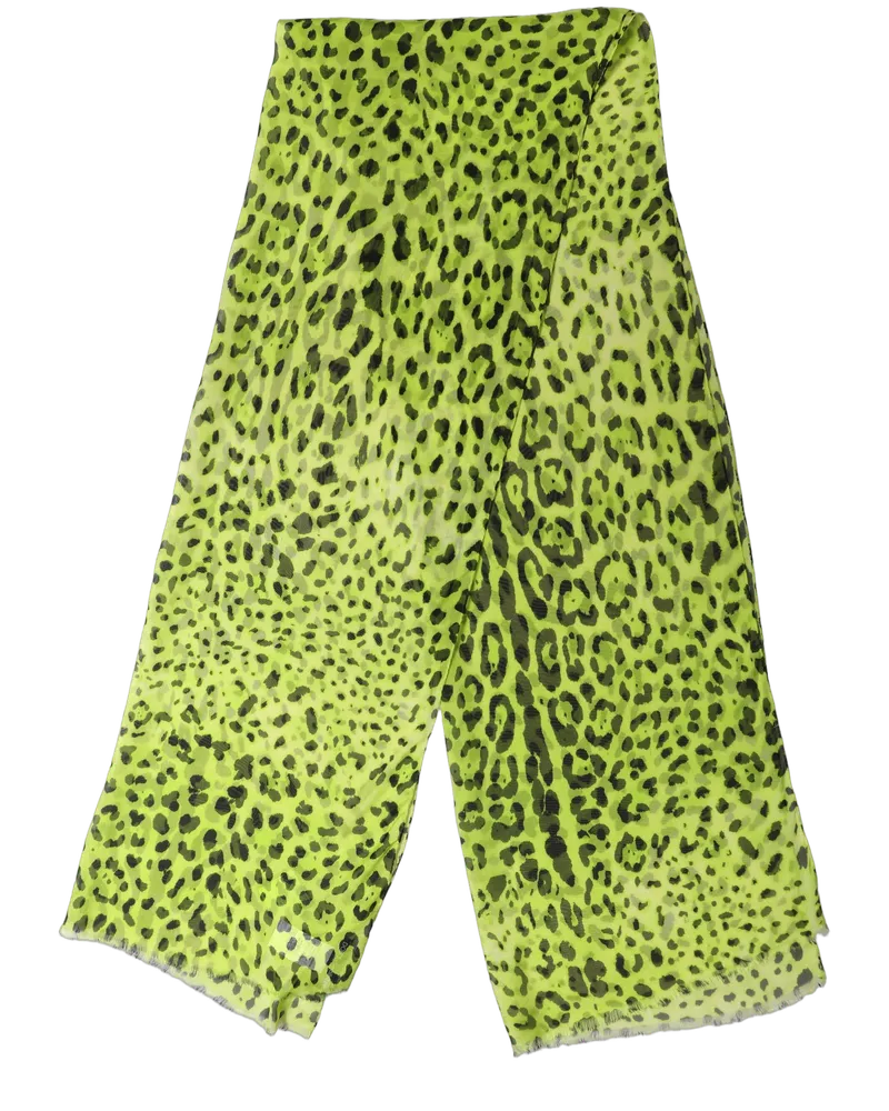 Dolce & Gabbana Leopard Print Silk Scarf — Green Green