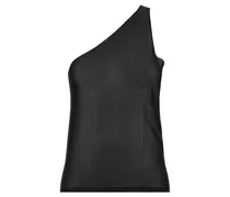 Semi-Transparent Silk Organza Top — Black
