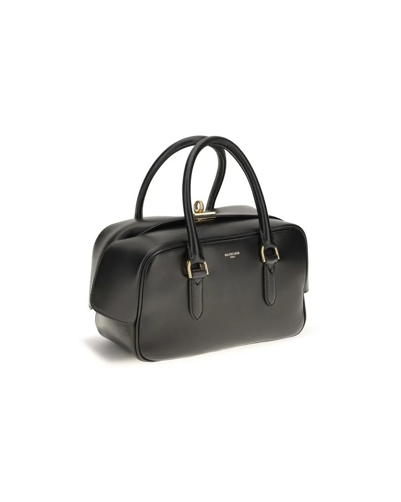Balenciaga Le 7 Lambskin Leather Bowling Bag — Black Black