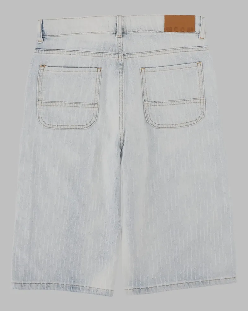 MSGM Cotton Denim Shorts — Blue Blue