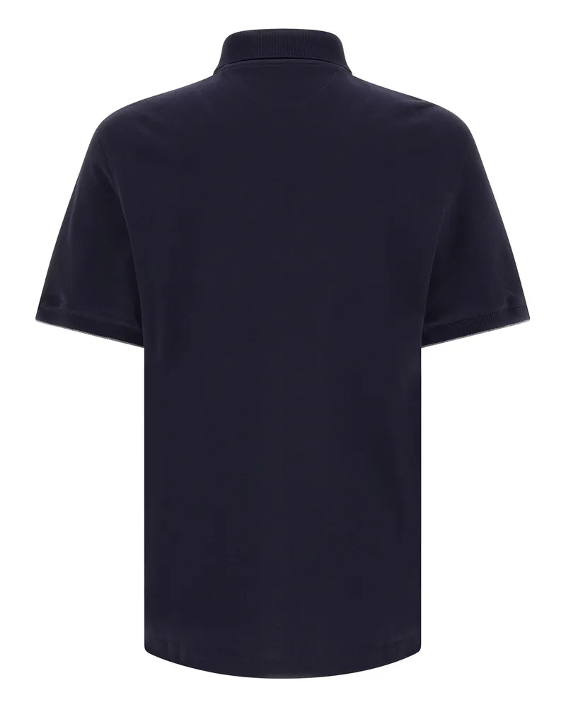 Brunello Cucinelli Logo-Embroidered Piqué Polo Shirt — Navy Navy