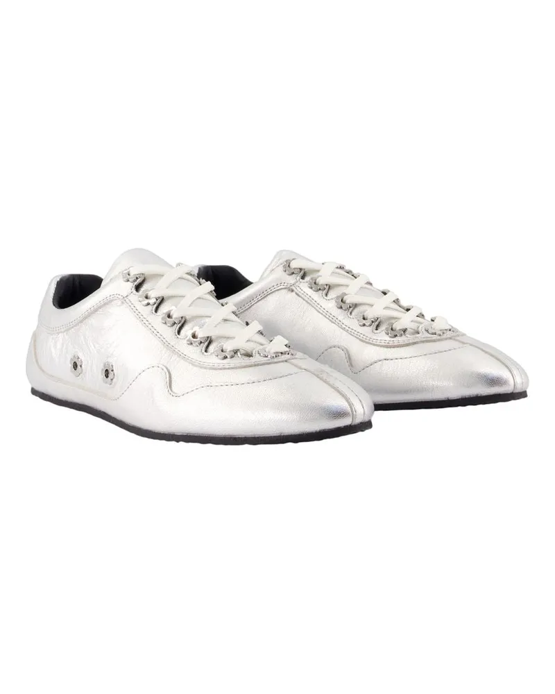 Cecilie Bahnsen Women's Cbblaise Stud Sneakers -  Leather Silver Calfskin Shoes Silver